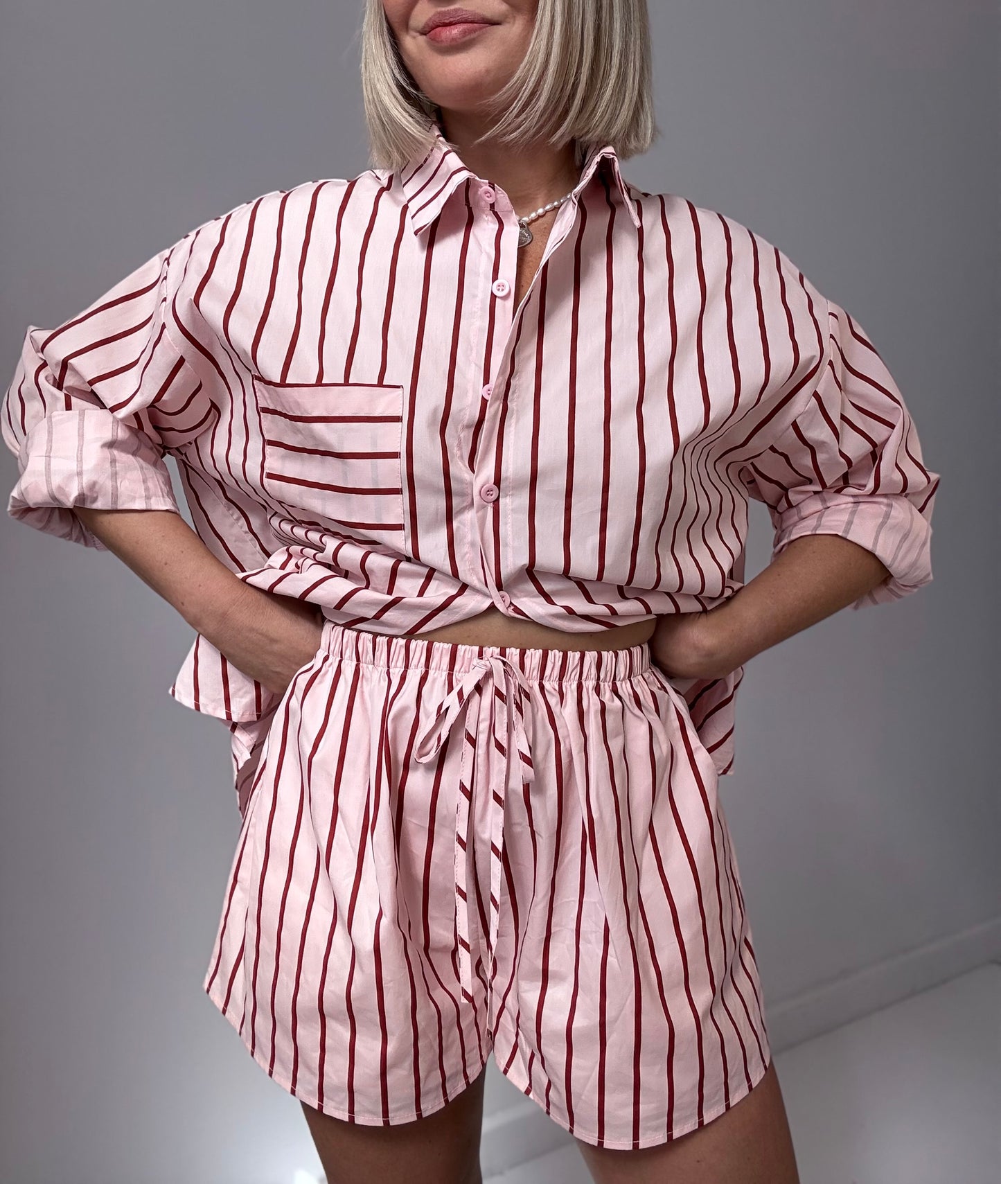 Amara shorts set- pink/cherry