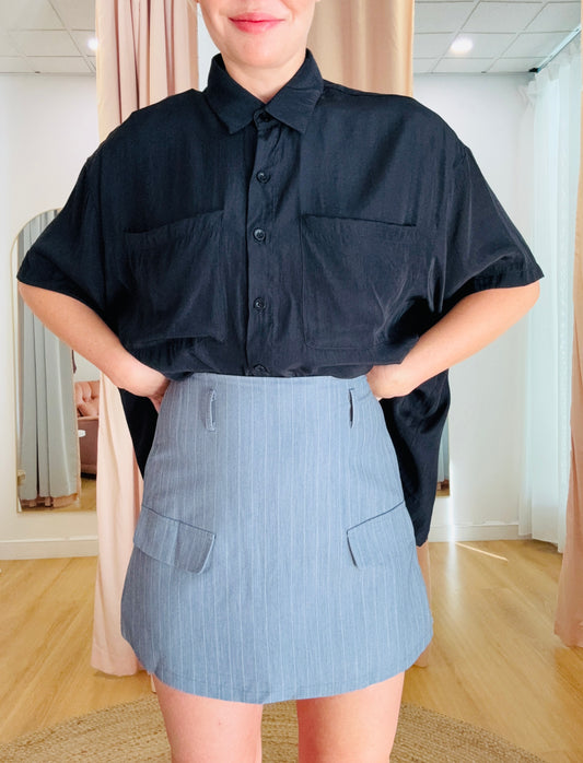 By Frankie/ Hazel Skort- Grey Pinstripe