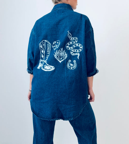 Flaming hearts shacket- dark