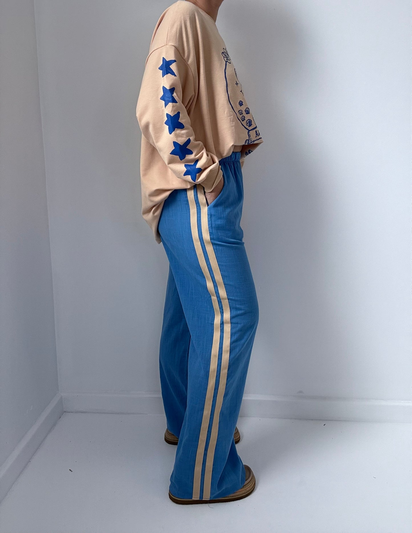 Racer Pant- Blue/beige