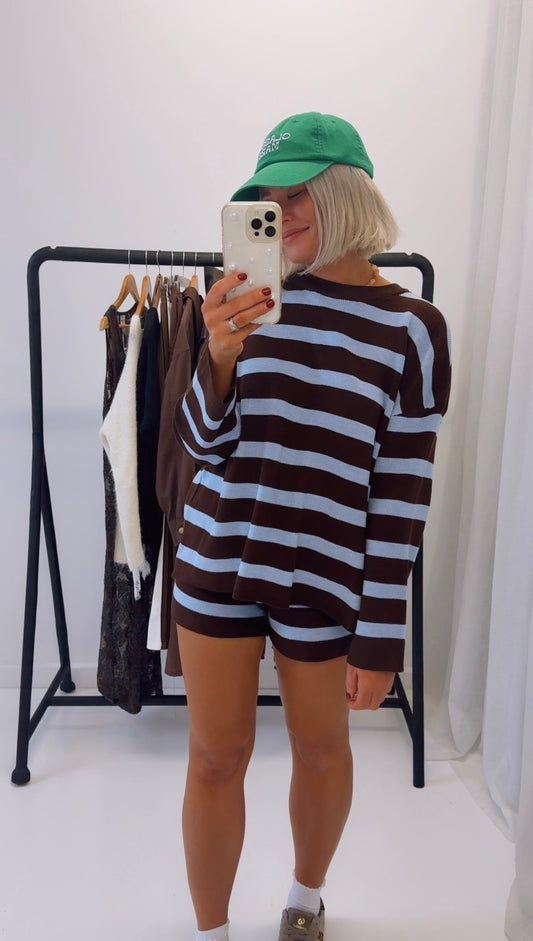 By Frankie/ Remi Knit Set-Blue/Chocolate