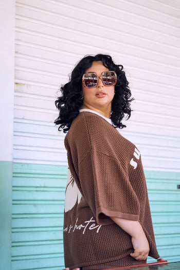 Hibiscus Hotel/ Sunkissed Chocolate Knit Tee