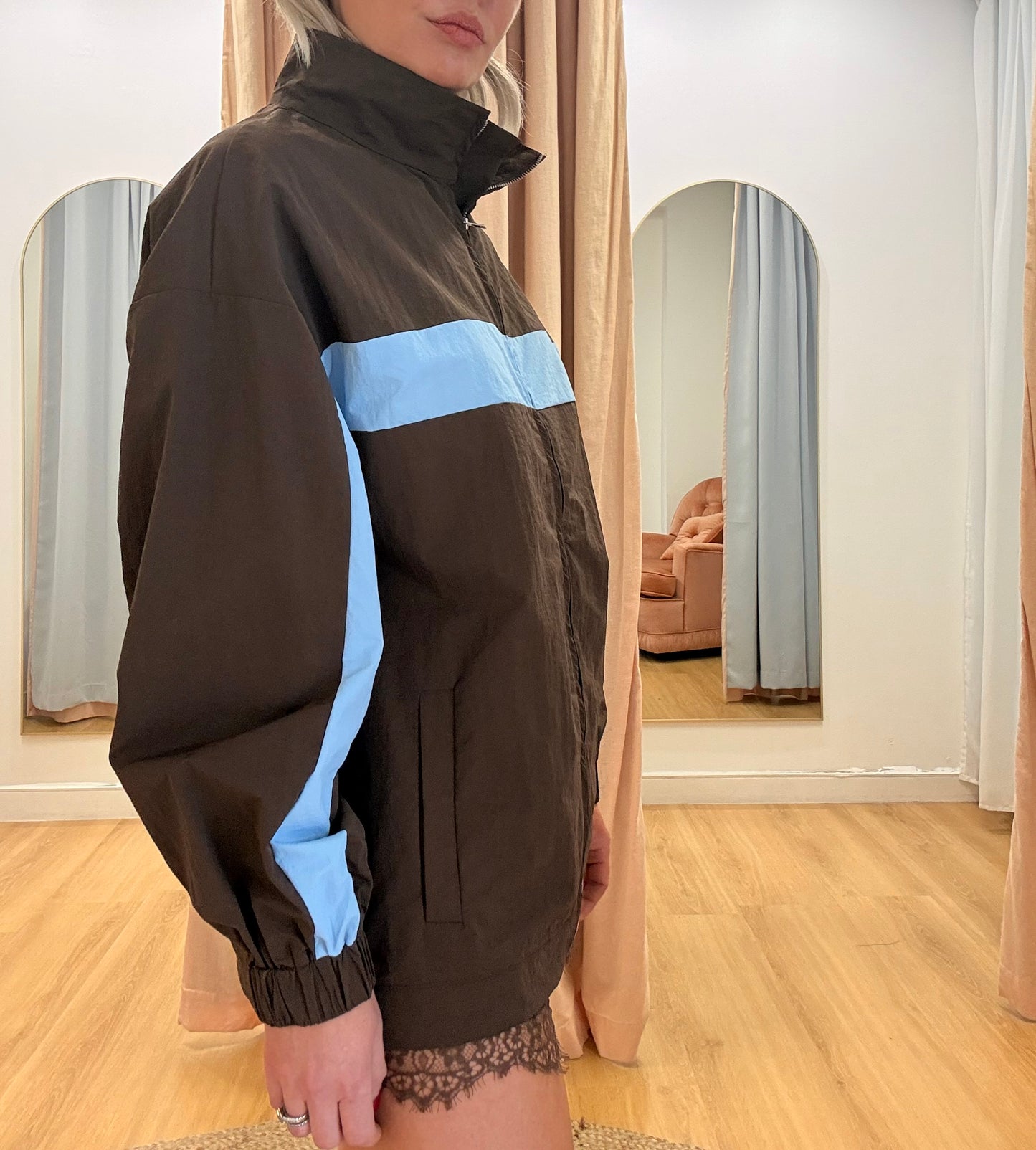 By Frankie/ Windbreaker Jacket- Choc/Sky Blue