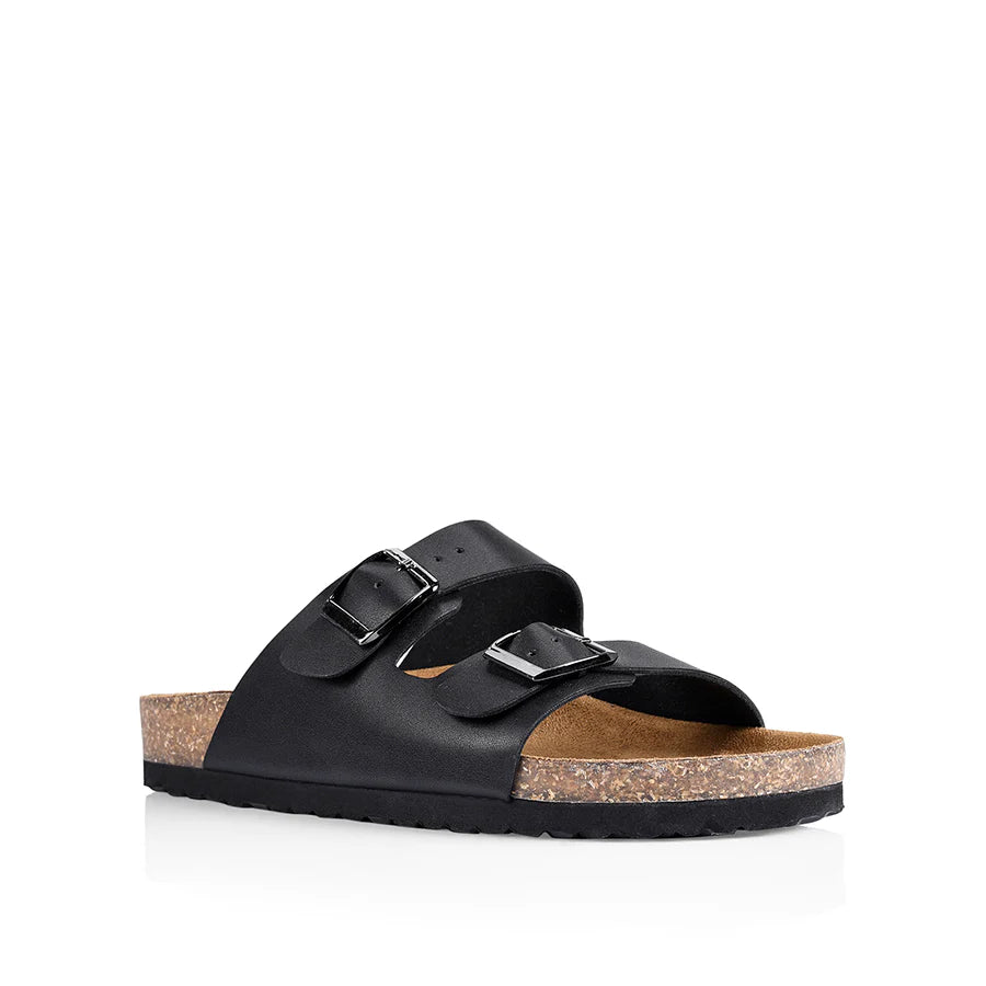 Verali / XYLO FOOTBED SLIDES - BLACK SMOOTH