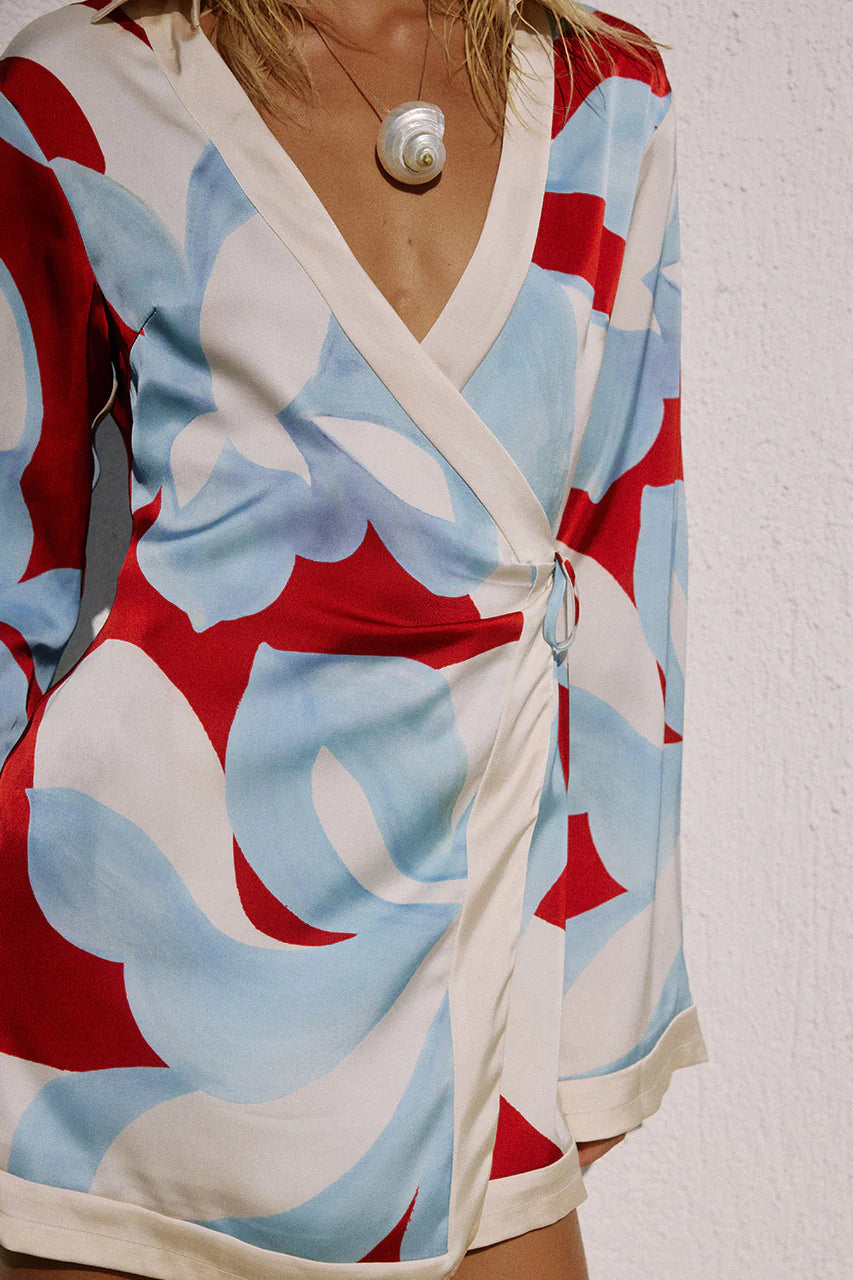 AMOREE LONG SLEEVE MINI DRESS - AMOREE RED