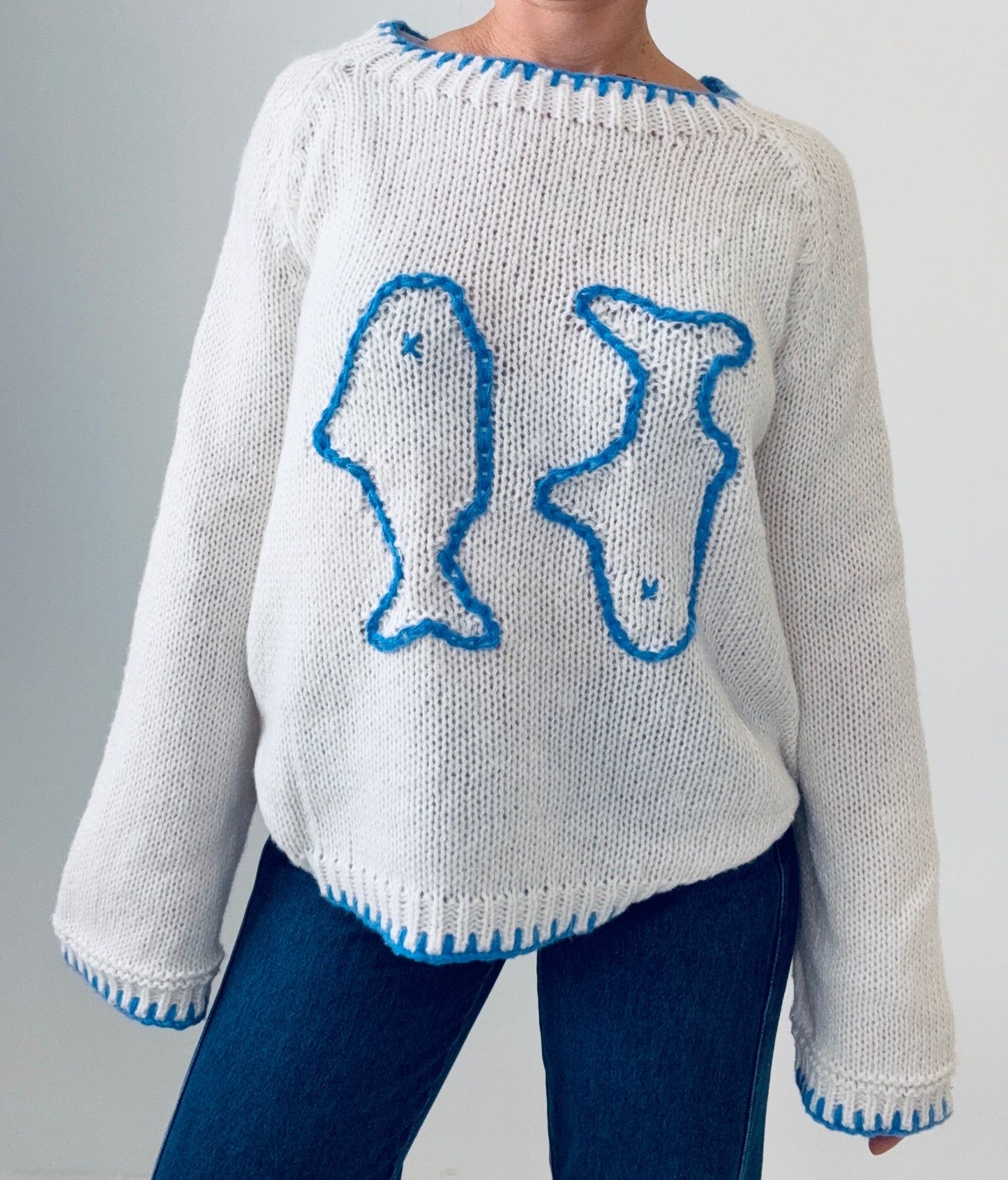 Luna knit- blue/White