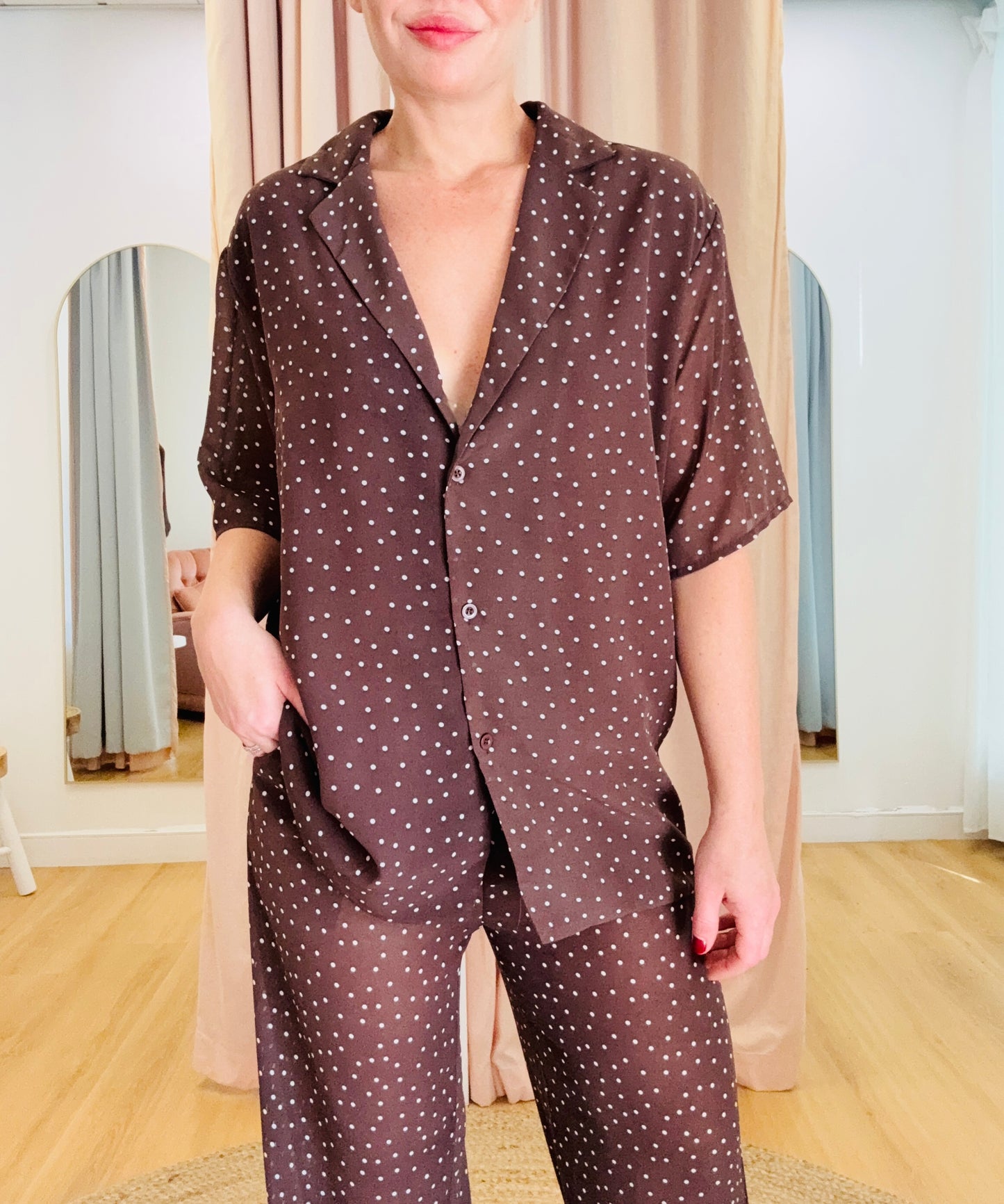 By Frankie Sophia Sheer Pant Set - Mocha