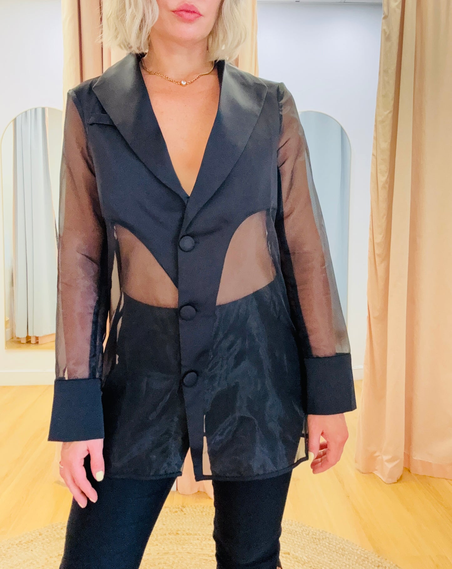 Preston Sheer Blazer- Black