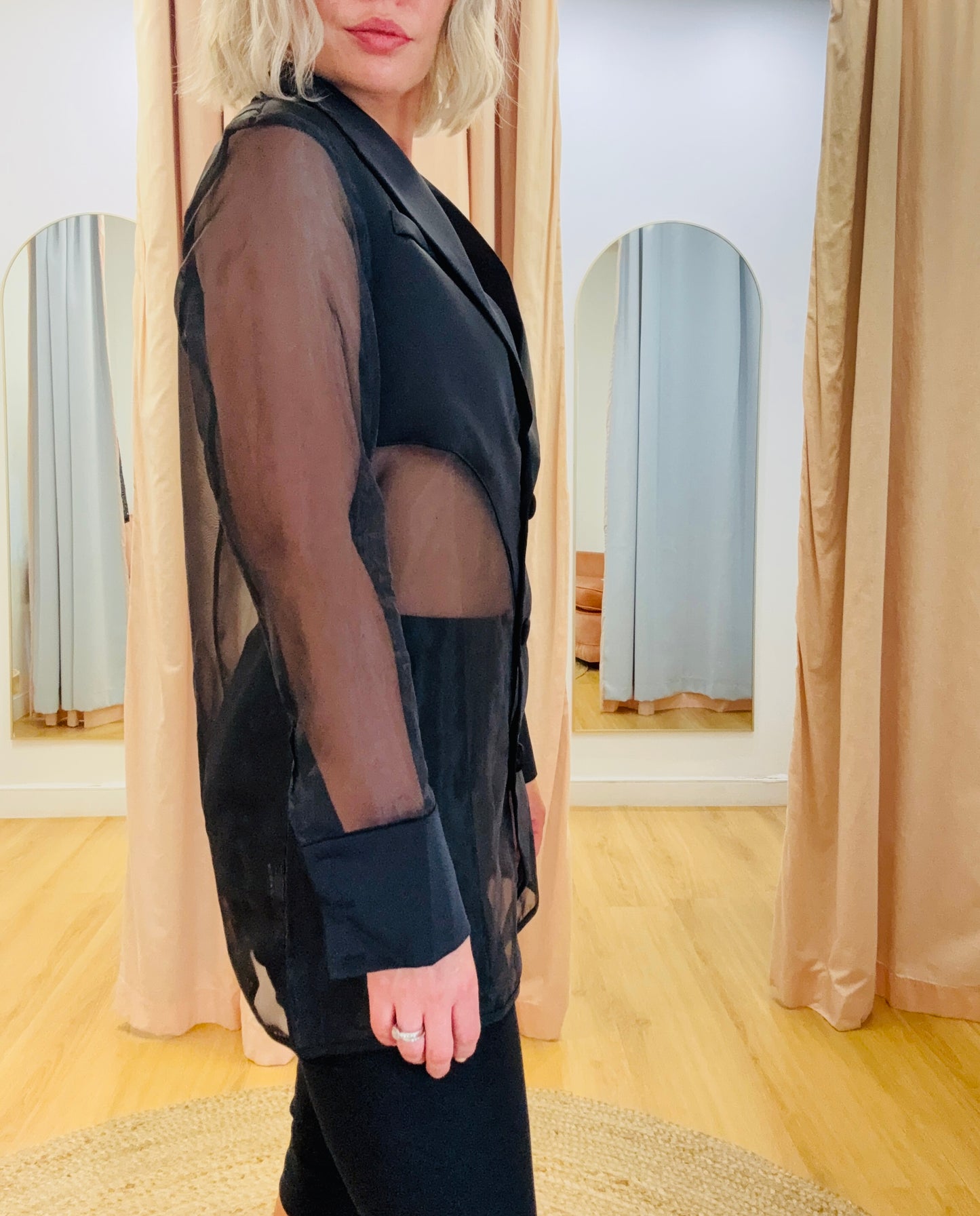 Preston Sheer Blazer- Black