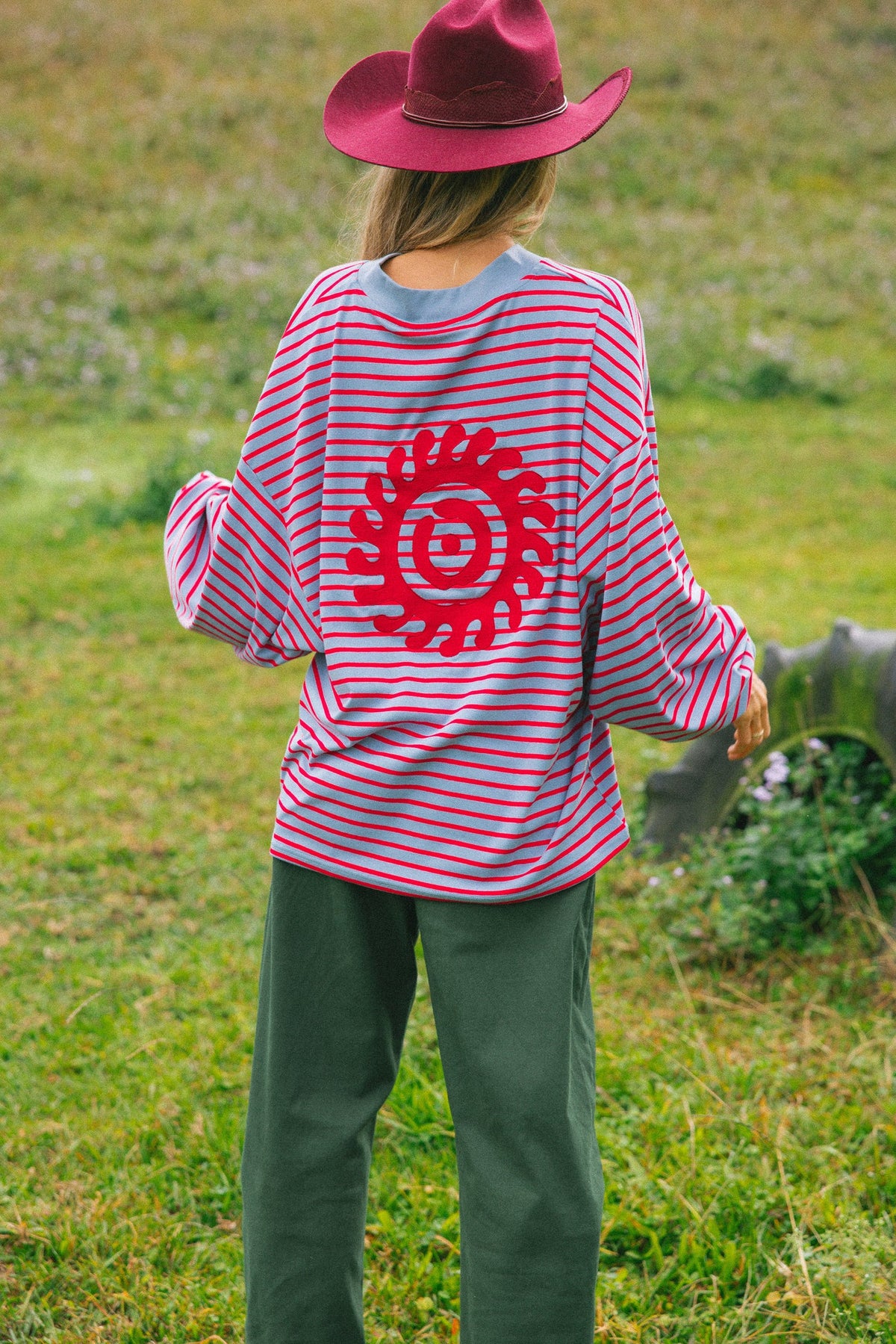 CRACKER DAY CLUB- NAUTICAL LONG SLEEVE TEE - CHERRY