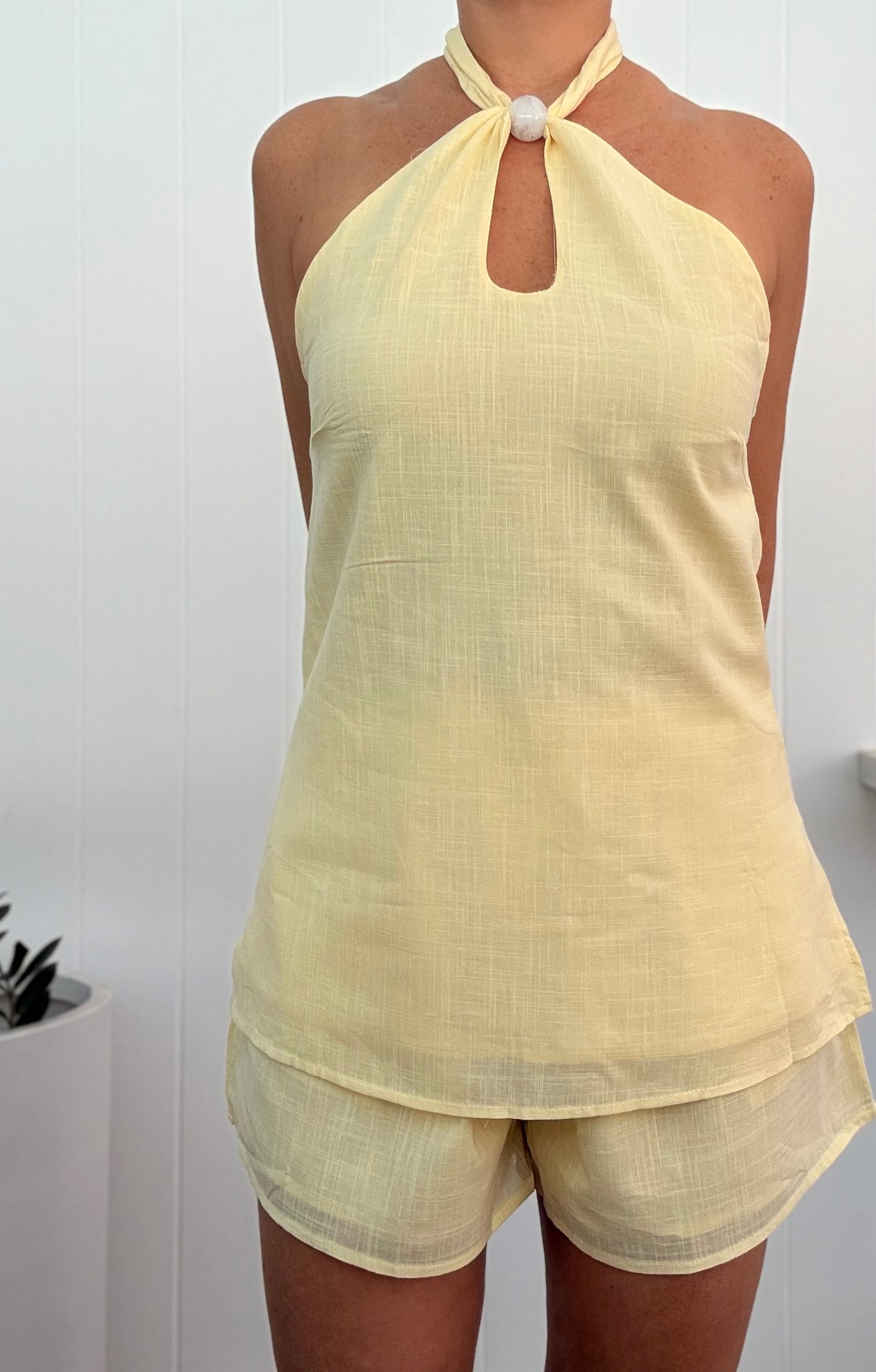 By Frankie/ Halter Short Set- Lemon