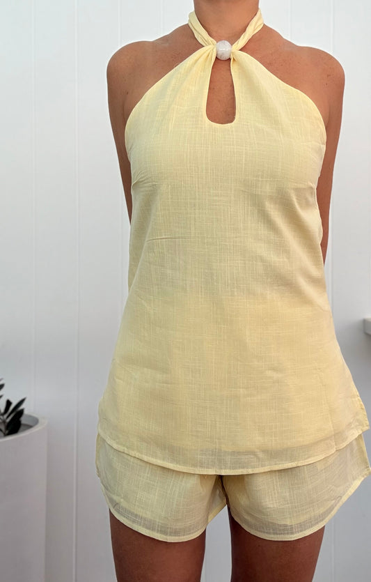 By Frankie/ Halter Short Set- Lemon
