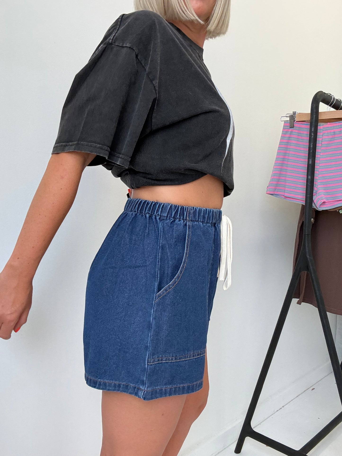 By Frankie/ Luna Denim Shorts- Dark Wash