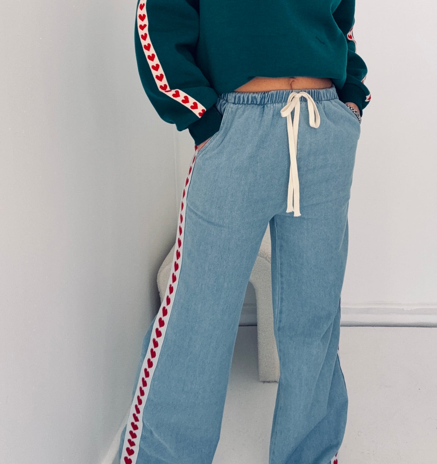Denim Heart Racer- Light Wash