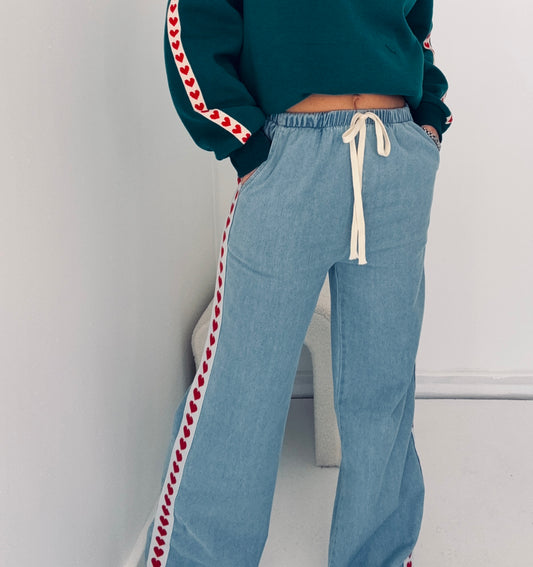 Denim Heart Racer- Light Wash
