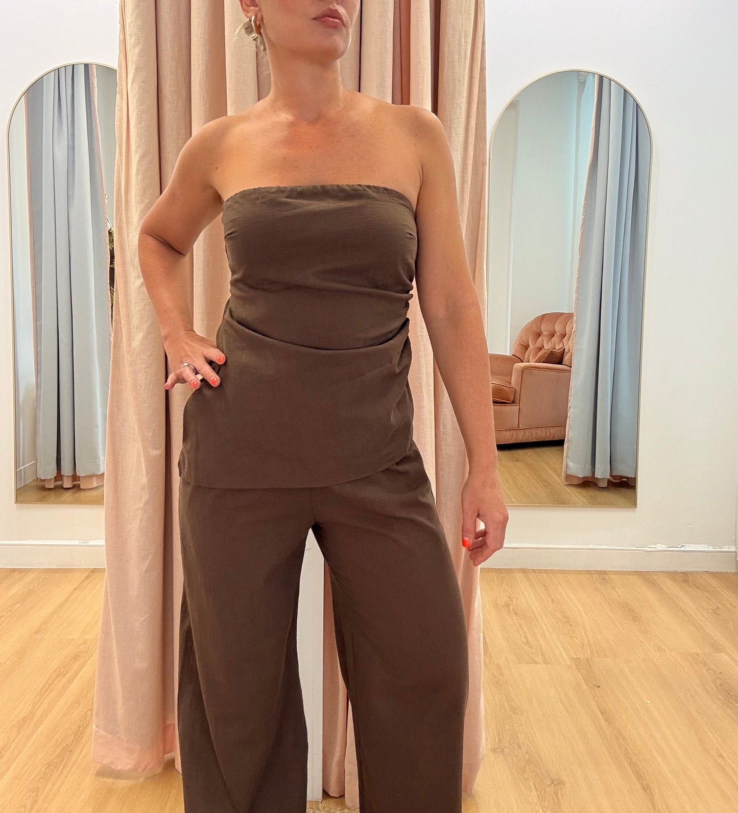 By Frankie/ Remi Strapless Pant set- Chocolate