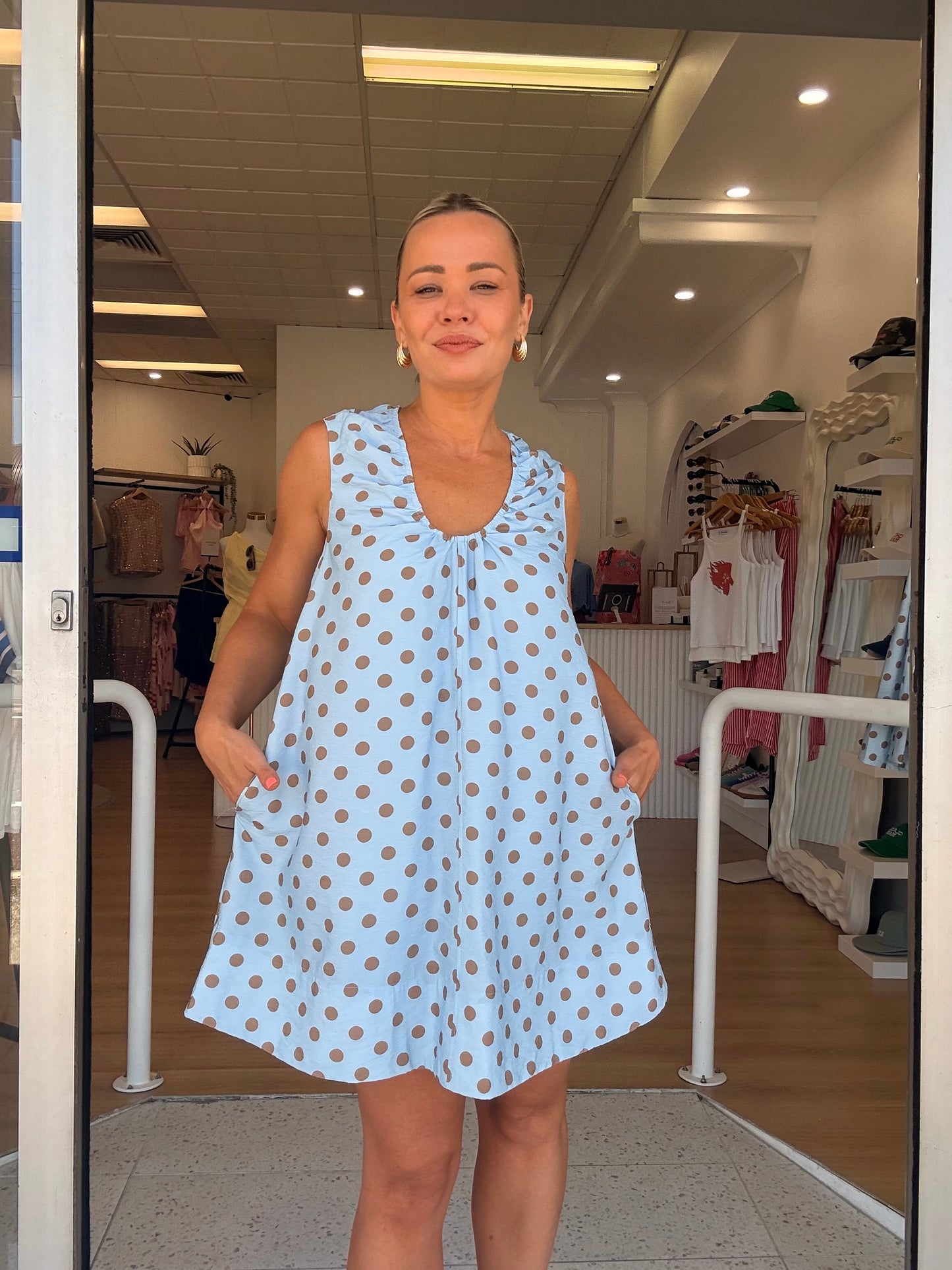 Carpi Sun Dress- Sky/Mocha