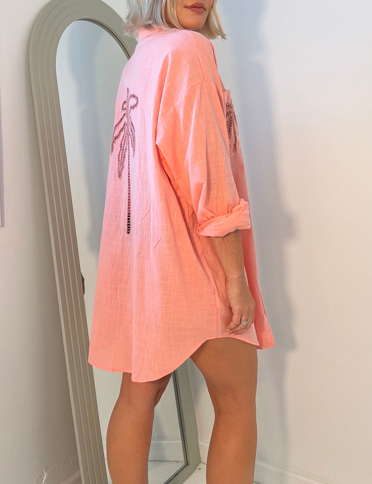 By Frankie / Lottie Palm Shirt Dress- Peach