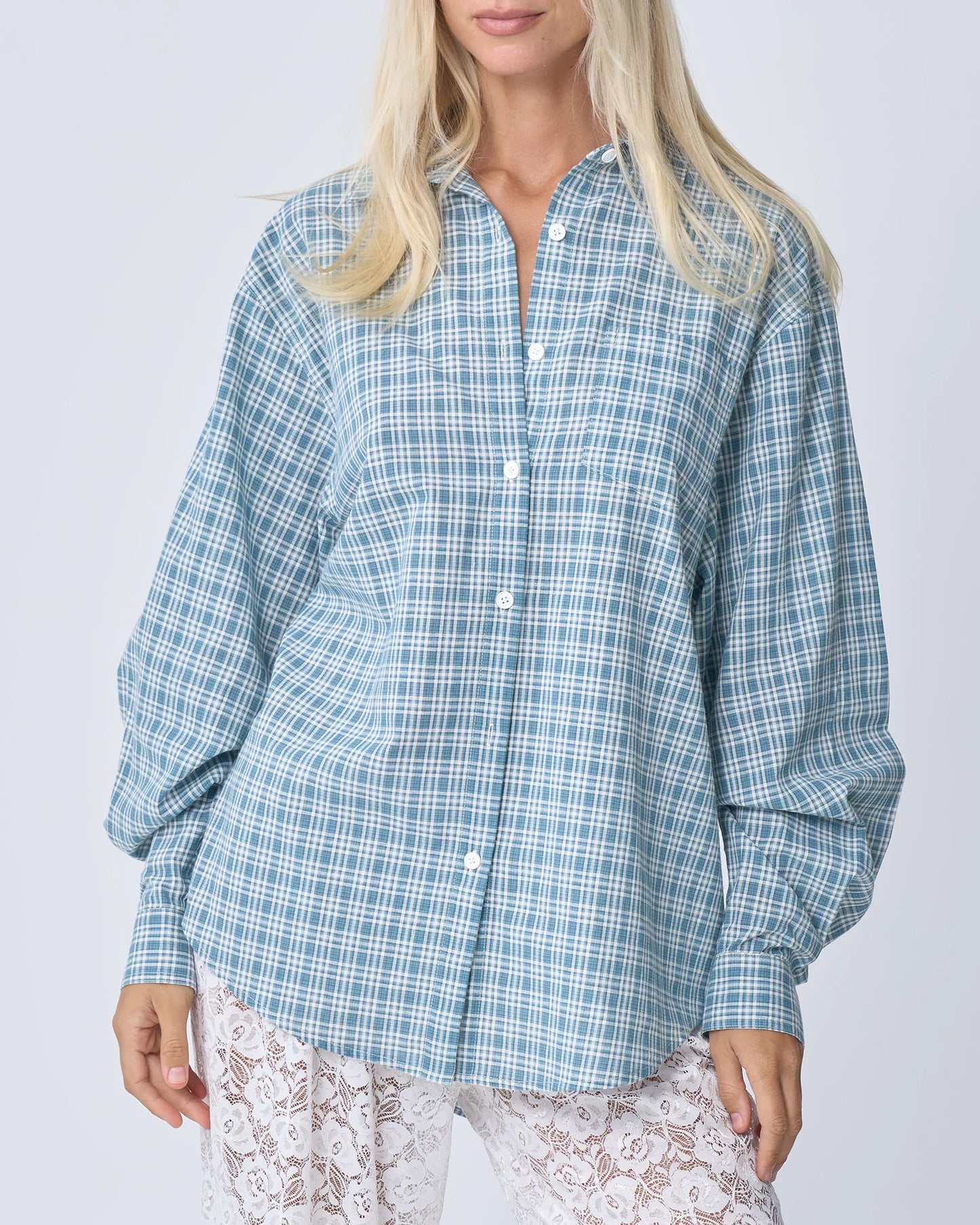 NEAR THE SEA- OVERSIZED SHIRT - BLUE PLAID