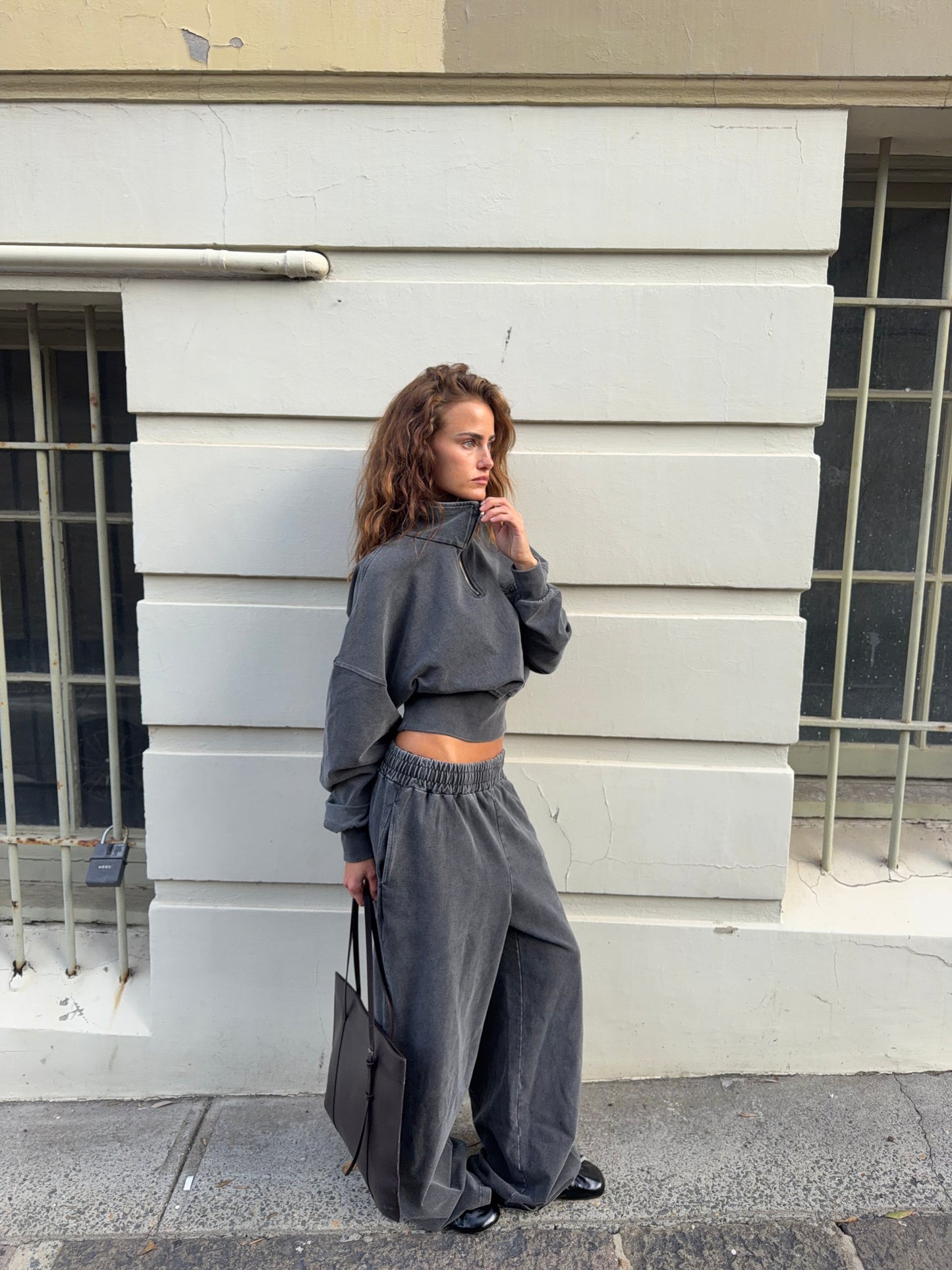 SŚAINT ACID WASH TRACKPANT - CHARCOAL