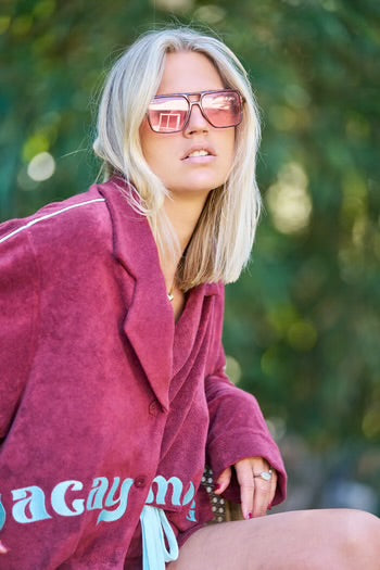 HIBISCUS HOTEL- Vacay Mode Oversized Terry button up shirt