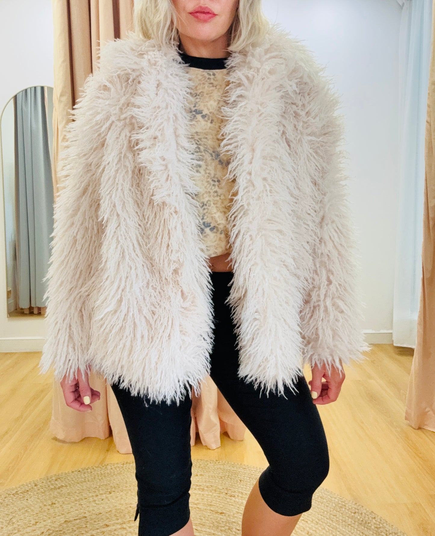 Madison Faux Fur Jacket- Cream