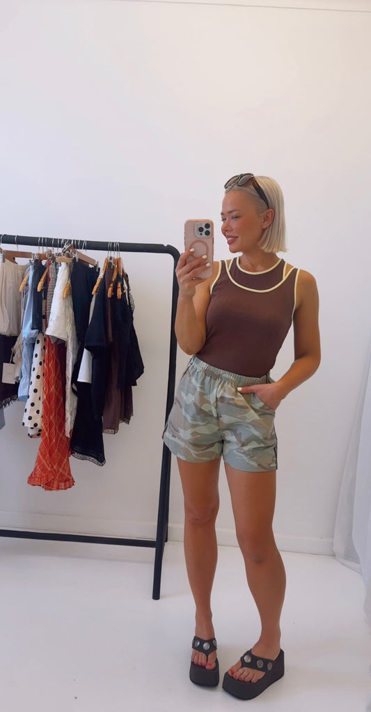By Frankie / Cami layered Tank- Choc/Lemon ￼