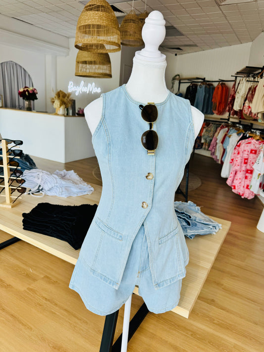 By / Fankie- Denim vest set