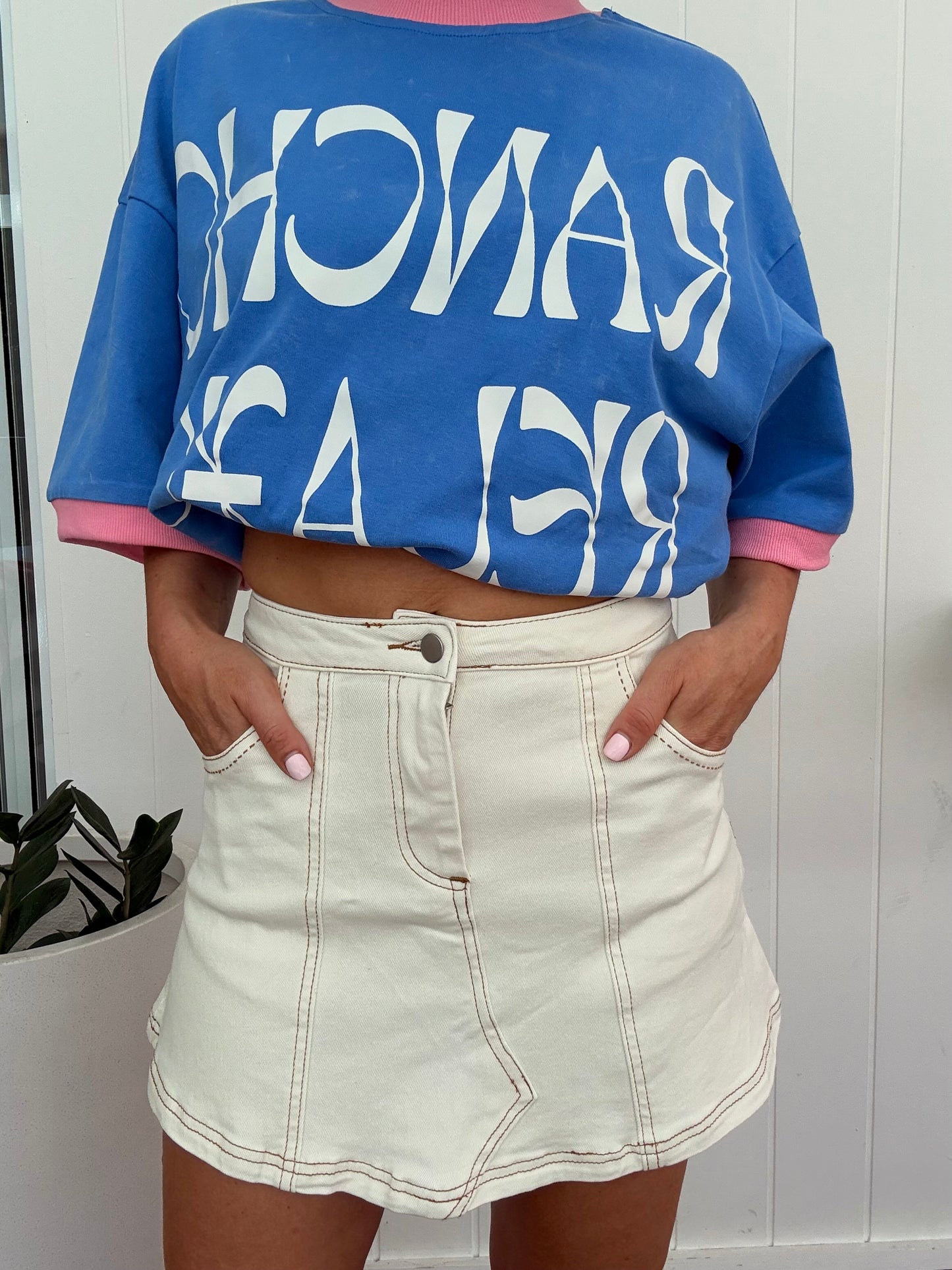 Denim Skirt- White Wash