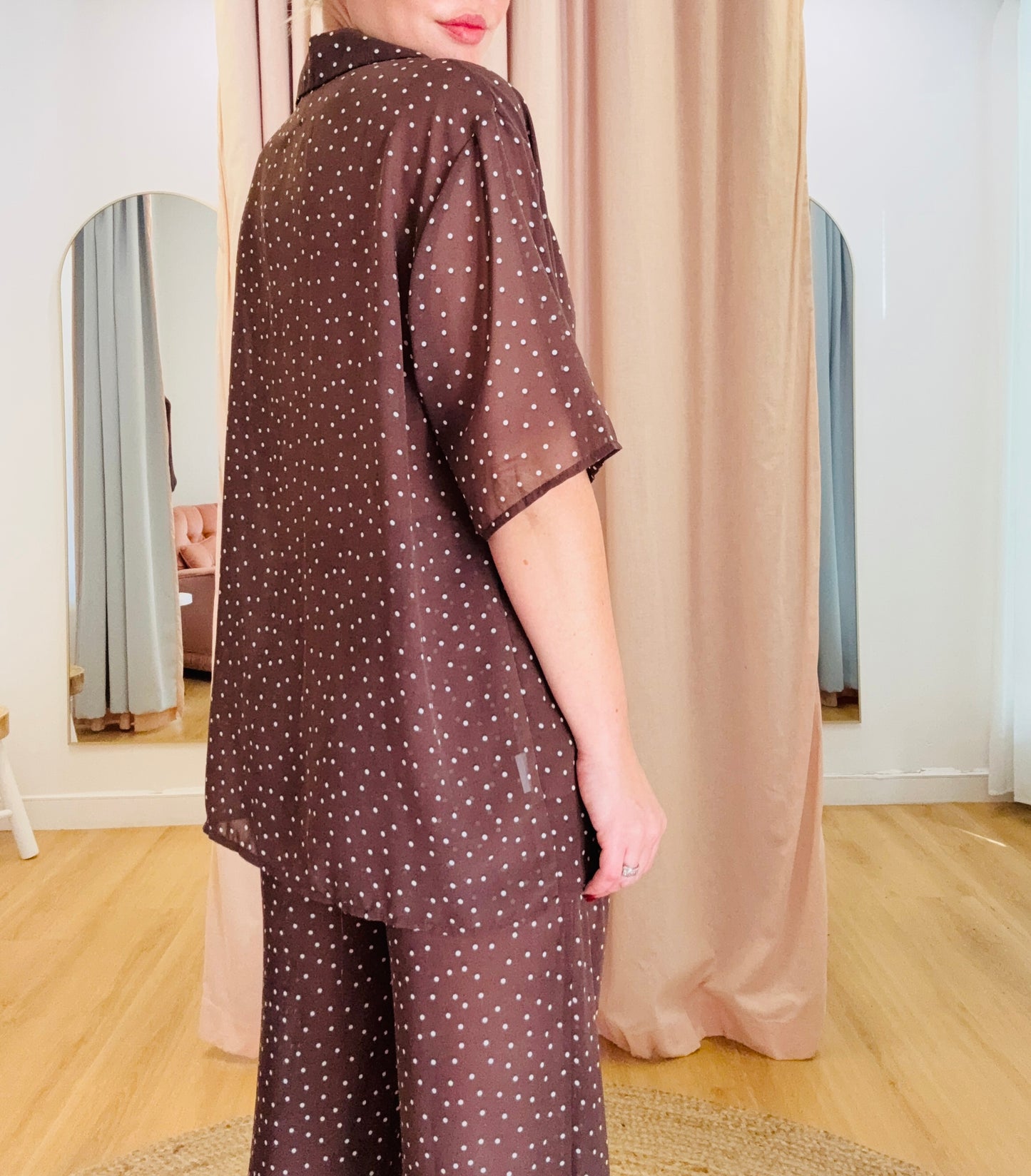 By Frankie Sophia Sheer Pant Set - Mocha