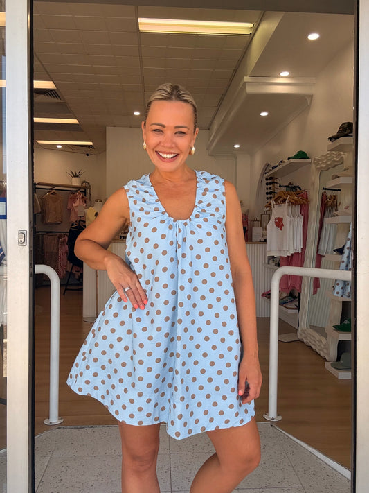 Carpi Sun Dress- Sky/Mocha