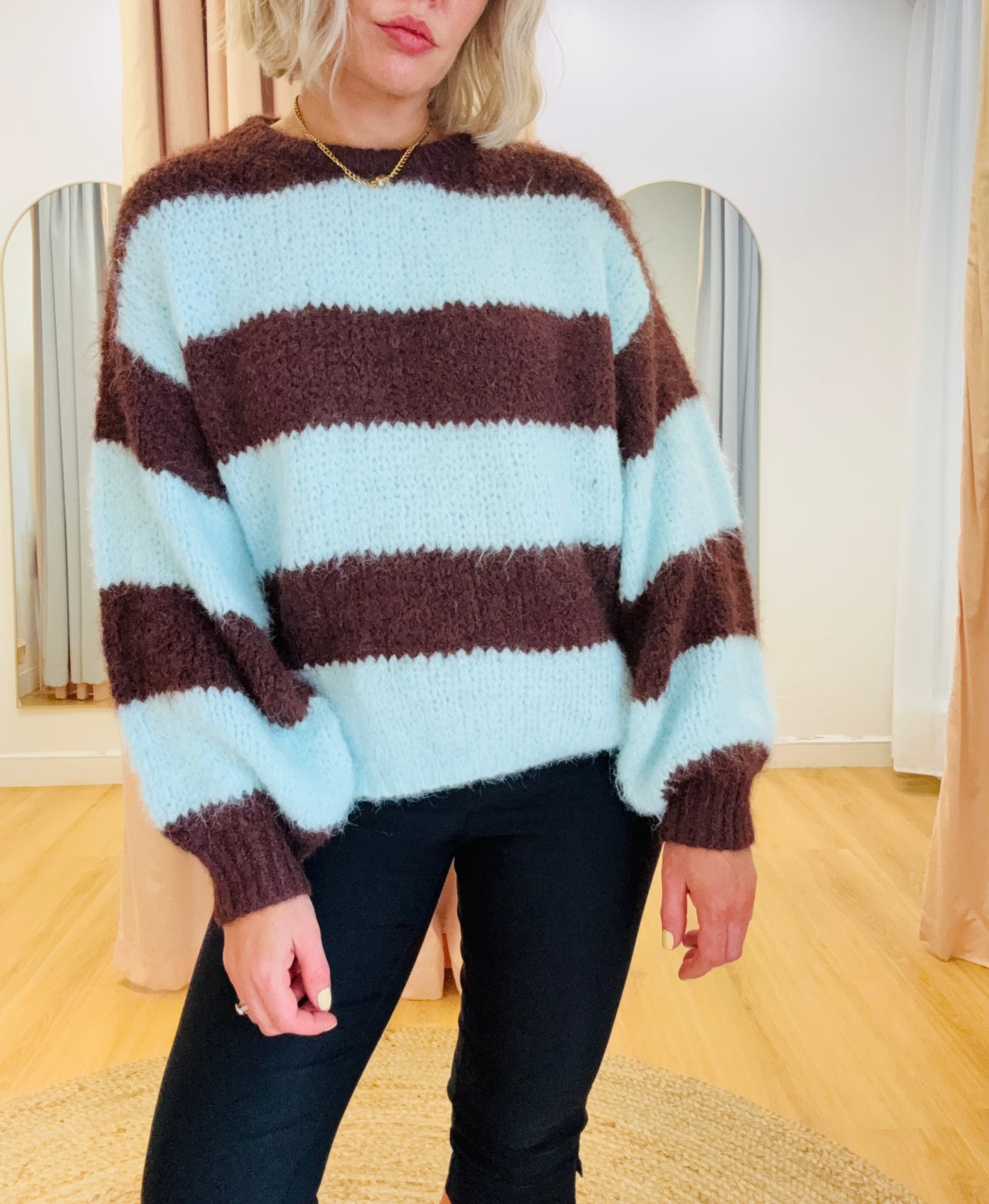 Amara Knit- Teal / Chocolate