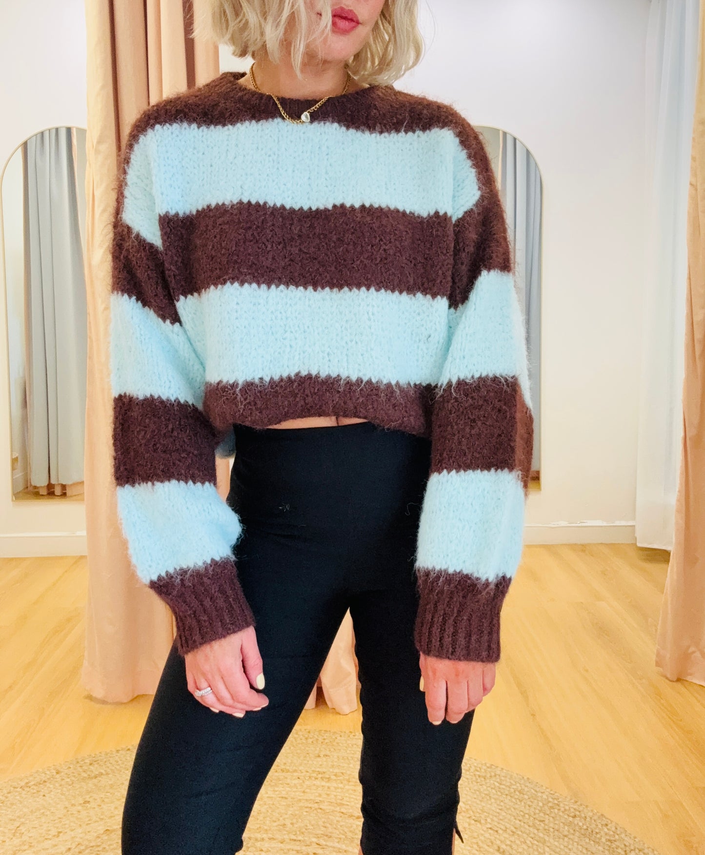 Amara Knit- Teal / Chocolate
