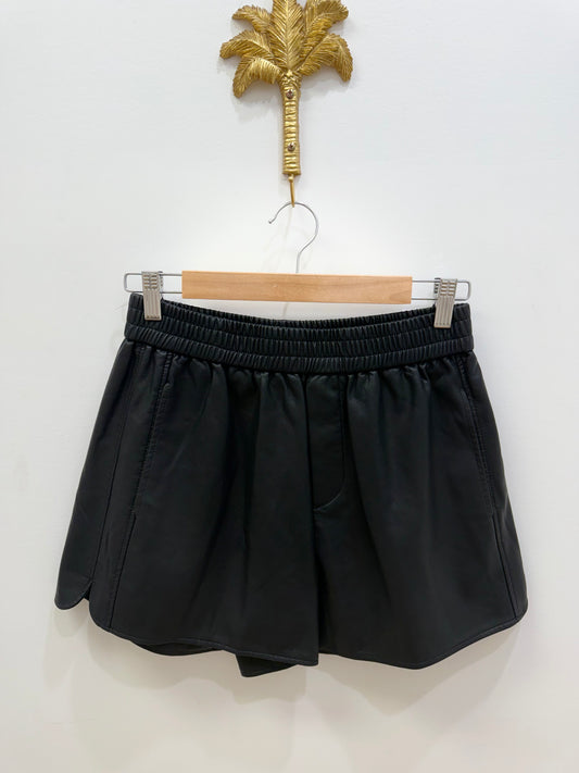 Eva- faux leather short-Black