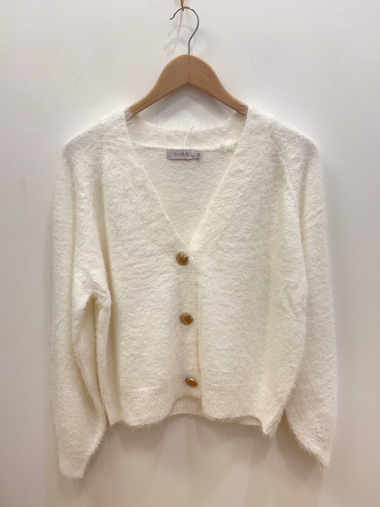 Sasha fluffy knit cardigan- white
