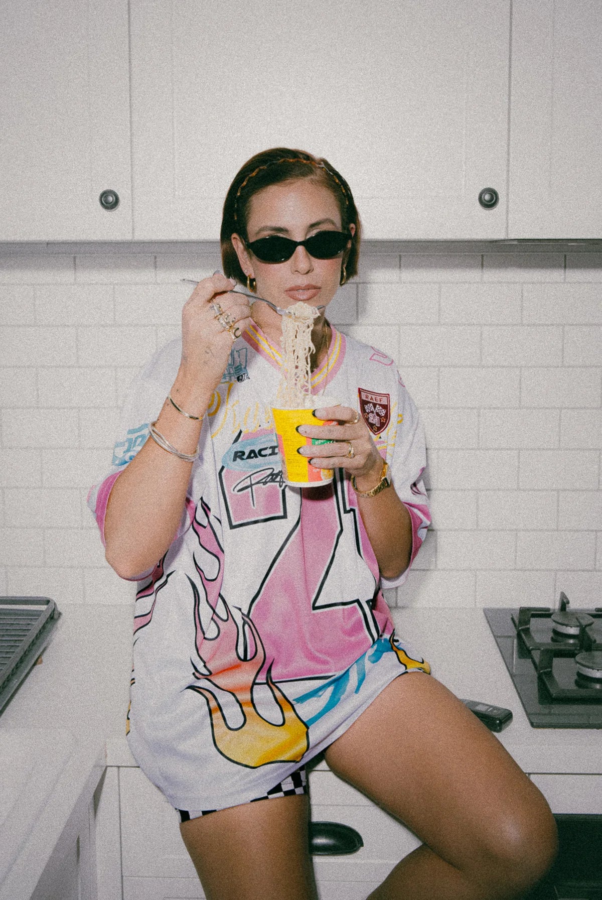 Lara Short Sleeve Tee - White/Graphic Print