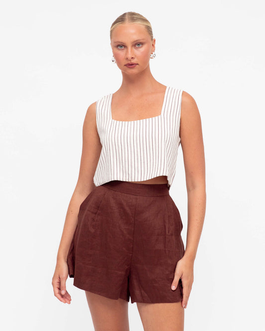 Jude Crop- choc stripe