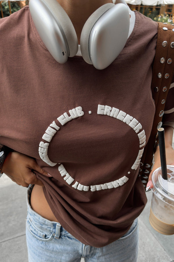 CRACKER DAY- RACER CLUB TEE SHIRT - CHOCOLATE