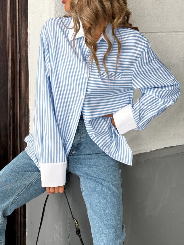 Lily Stripe Shirt- Sky Blue