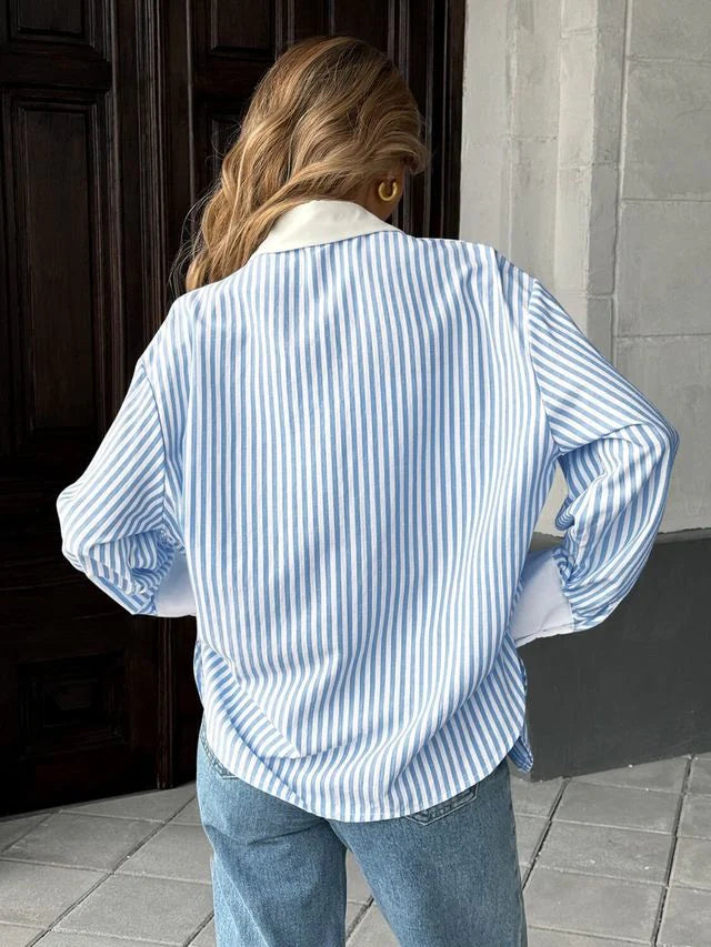 Lily Stripe Shirt- Sky Blue