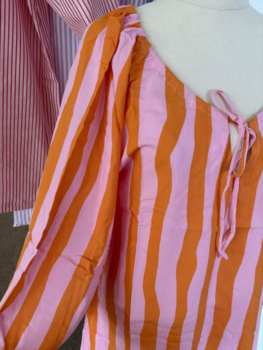 ZAG STRIPE SMOCK-pink sand
