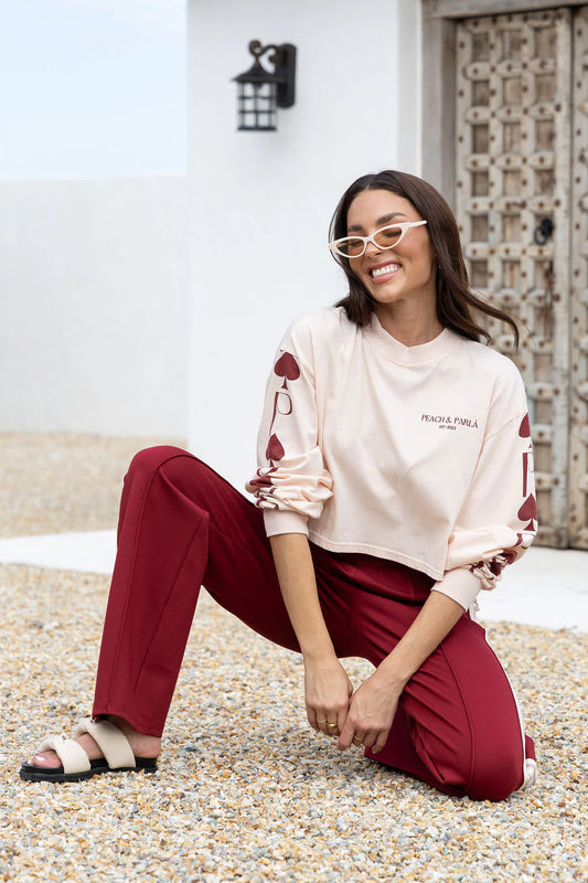 Spades Logo Crop Tee- Rosewater