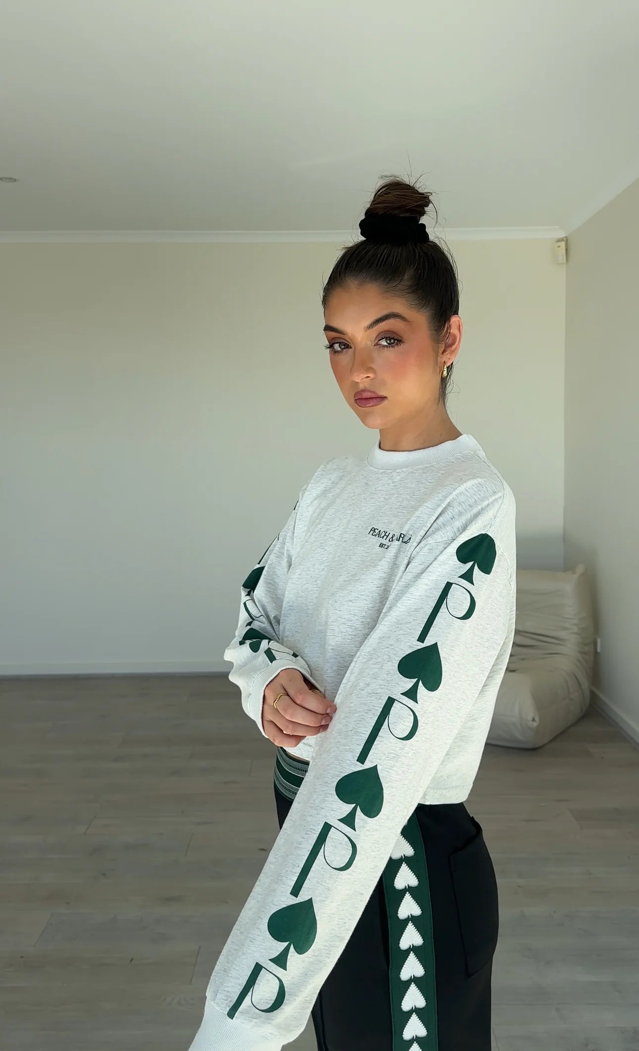 Spades Logo Crop Tee- White marble green