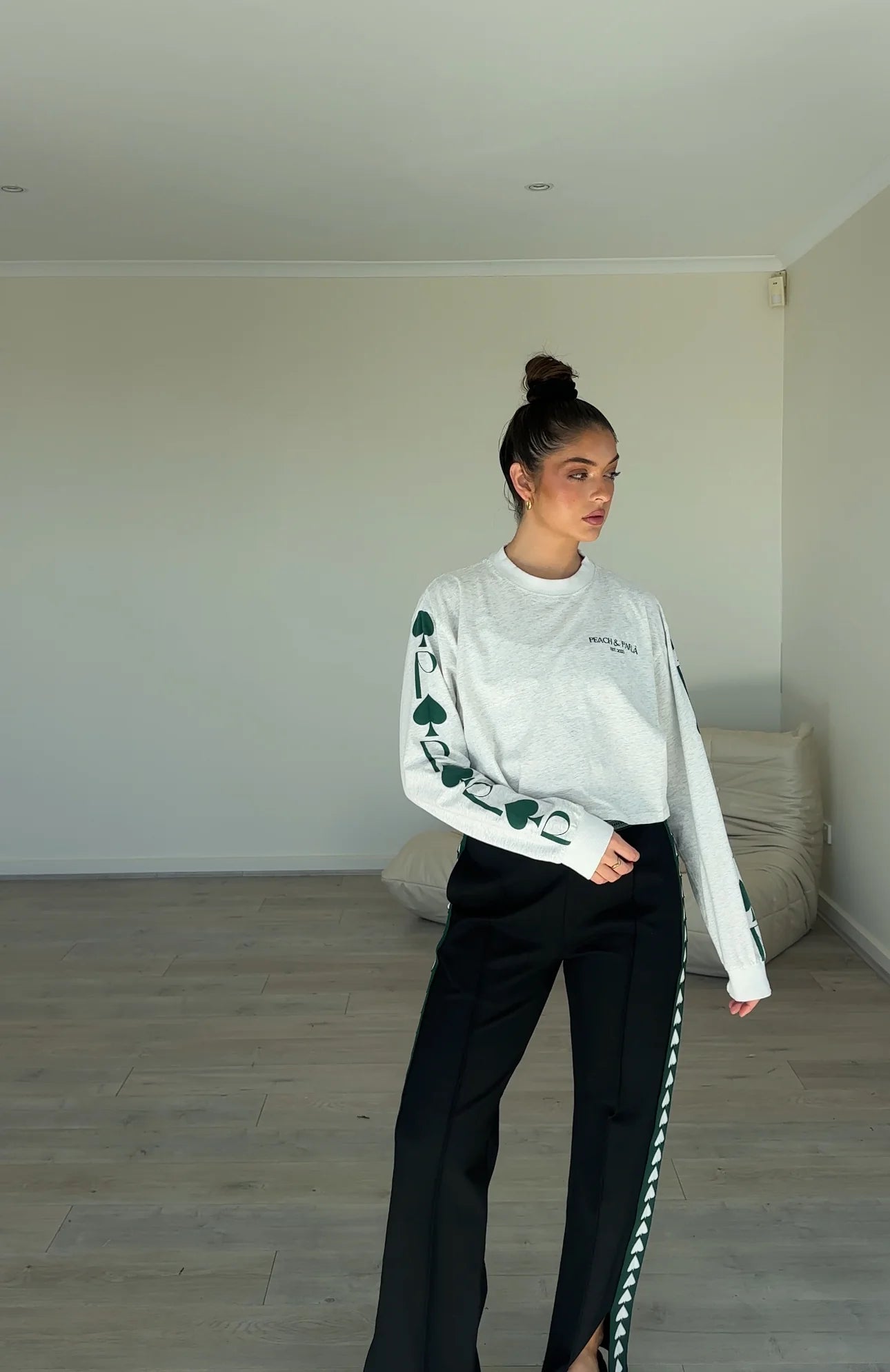 Spades Logo Crop Tee- White marble green