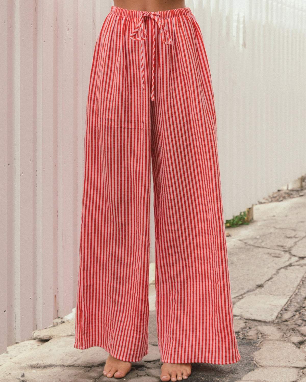 LONG PANTS- Pink/Red Stripe