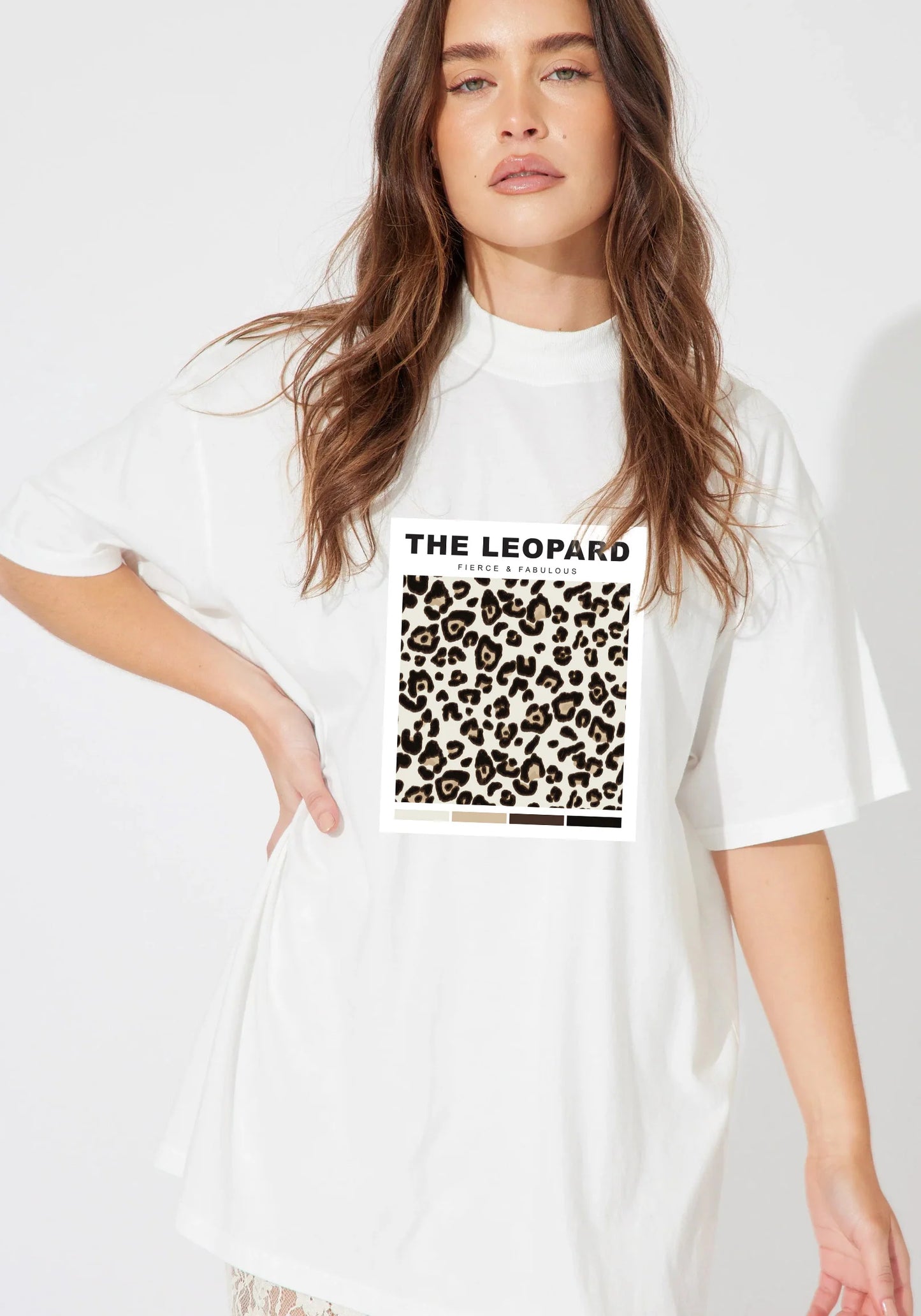 Leopard Vintage Tee- white