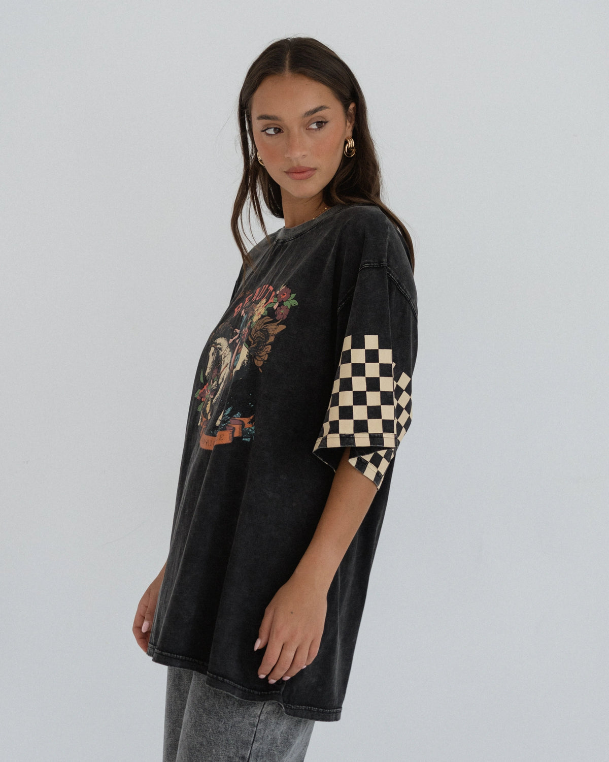 SADDLE UP BEAUTY TEE- Acid Wash