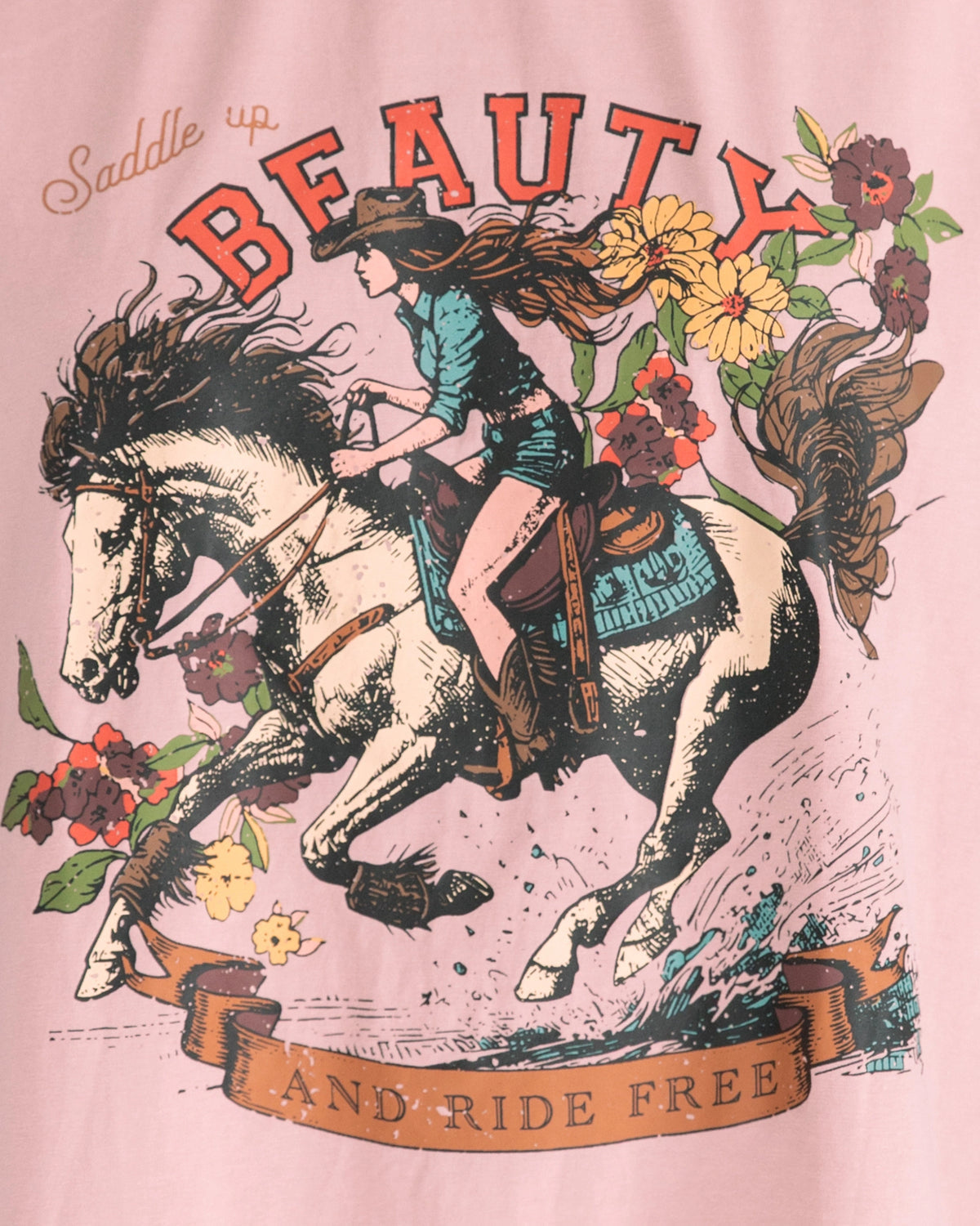 SADDLE UP BEAUTY TEE -Pink Wash