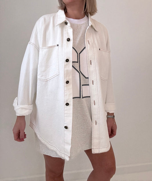 Bobbi oversized denim shacket- white
