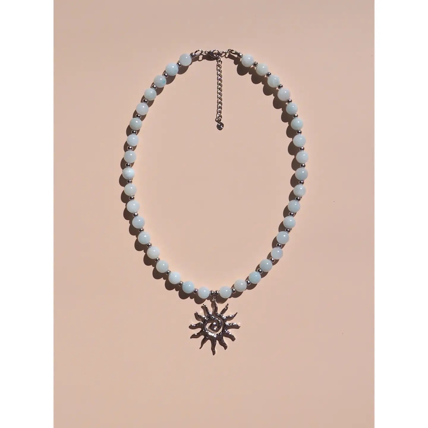 Alesi-Spiral Sun Blue Beaded Gemstone Necklace